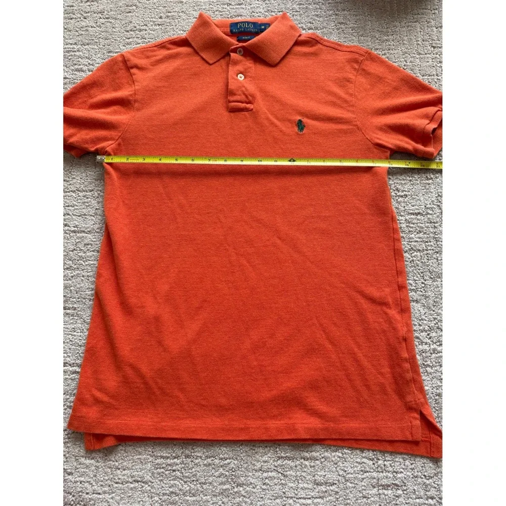 Polo Ralph Lauren Polo Shirt Mens M Orange Slim Fit Short Sleeve Preppy Horse